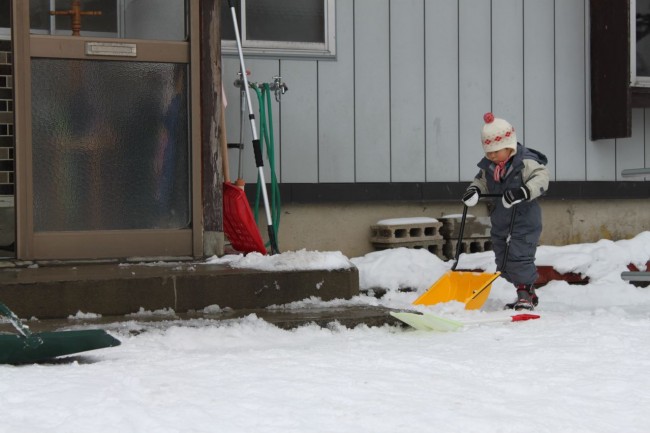 Yuta just 4 shovelling starts young in Nozawa