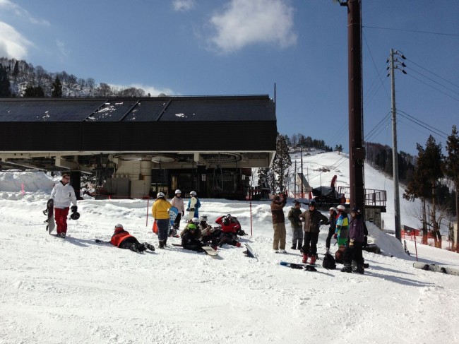 International School group from the Island of Bali enjoying the Spring skiing in Nozawa