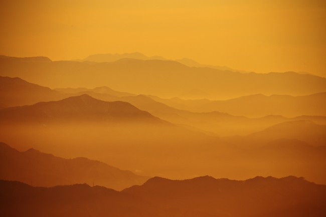 Sunset over the ridges out of Nozawa Onsen.