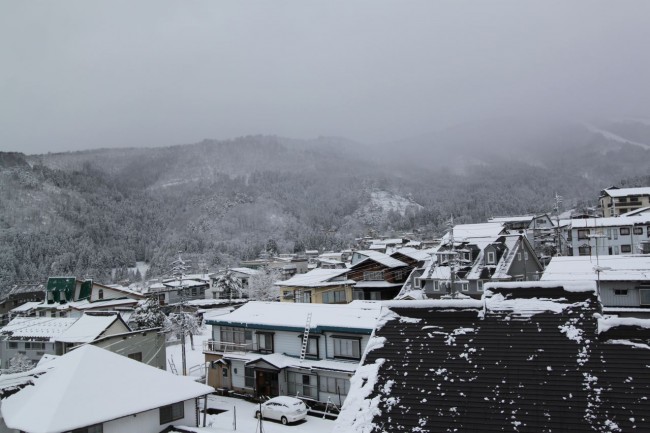 Blessed with more than we expected this morning. Travel plans on hold in Nozawa and the planks are strapped on again..