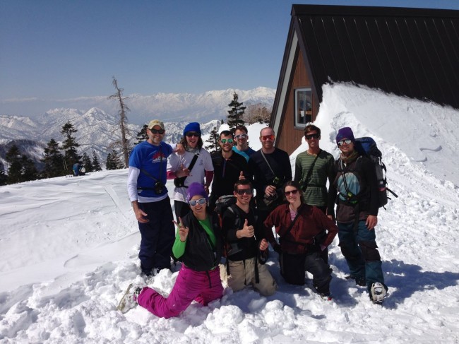All the gang at the Hut enjoying the scenery before heading off for the day