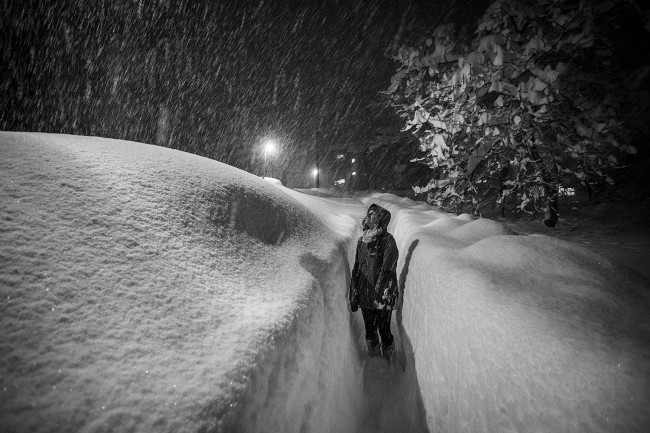 Path to ski locker last night. An example of depths here at the moment.