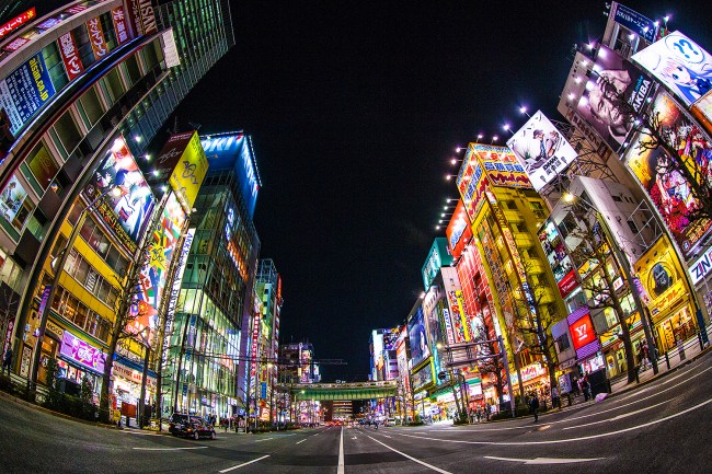 Wild city lights of Tokyo.