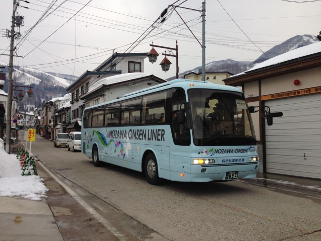 The Nozawa Onsen Liner connecting Nozawa Onsen to Iiyama and the Shinkansen to Tokyo