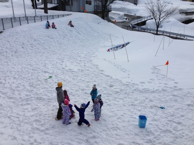 Need to bring your A game to Kindy in Nozawa. The swings are under 3 meters of snow for a few months every year!