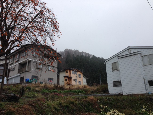 First snow of the season in the Village in Nozawa 