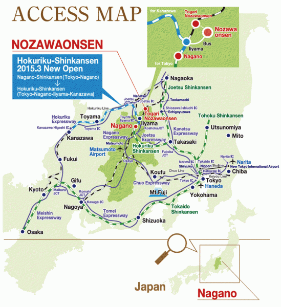 A map of how to get to Nozawa Onsen just incase yo get lost!