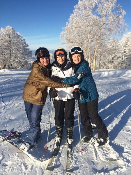 My Mum at age 76 on the slopes with her Grandkids. Still loves benign up in the mountains of Nozawa