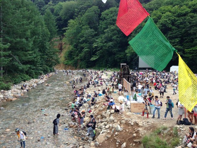 Fuji Rock is held in the heat of Summer but at night is cool in the mountains and during the day there is a stream to have a swim