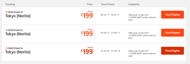 Jetstar Sale to Japan 