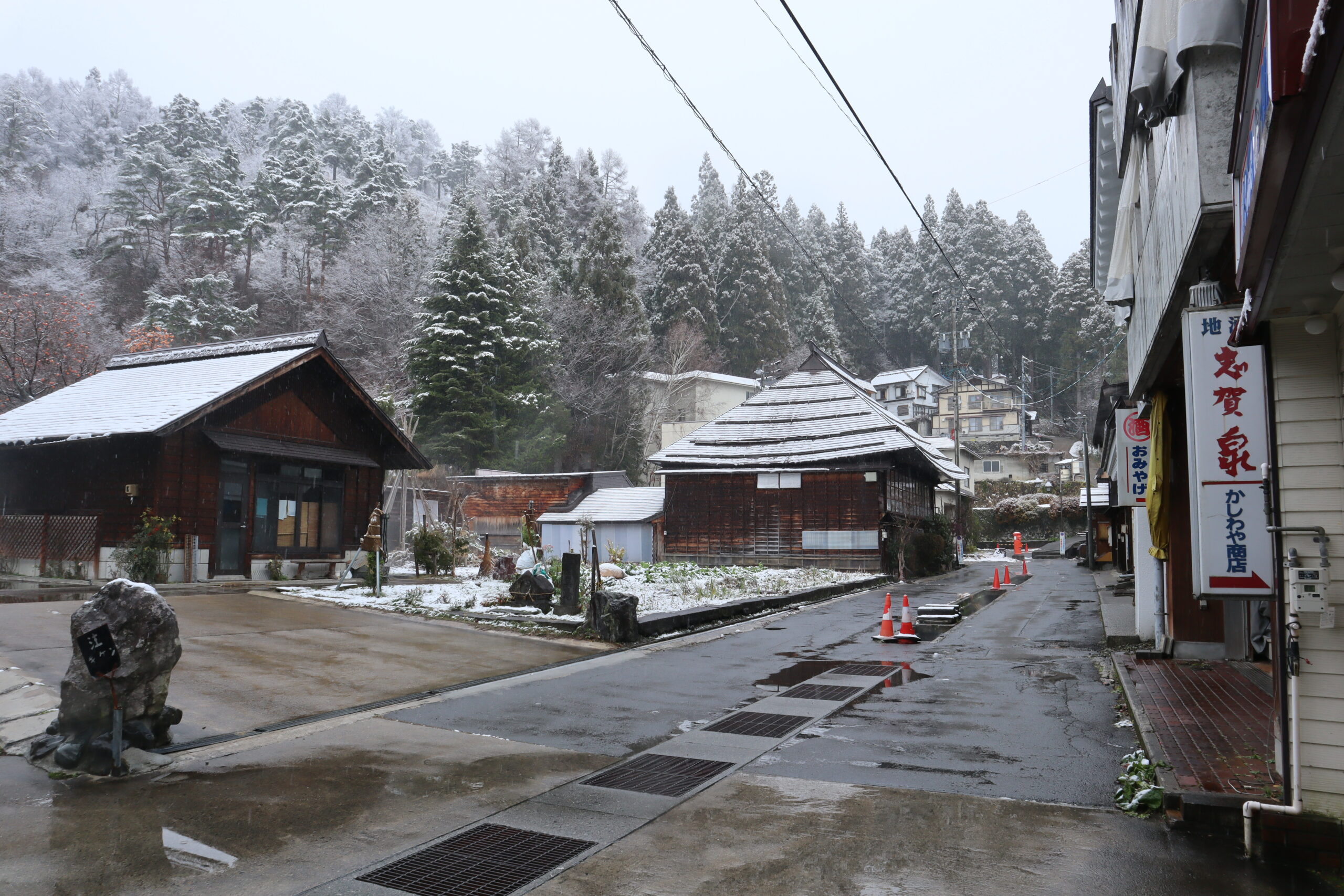 First snow Nozawa Onsen village sees this winter.