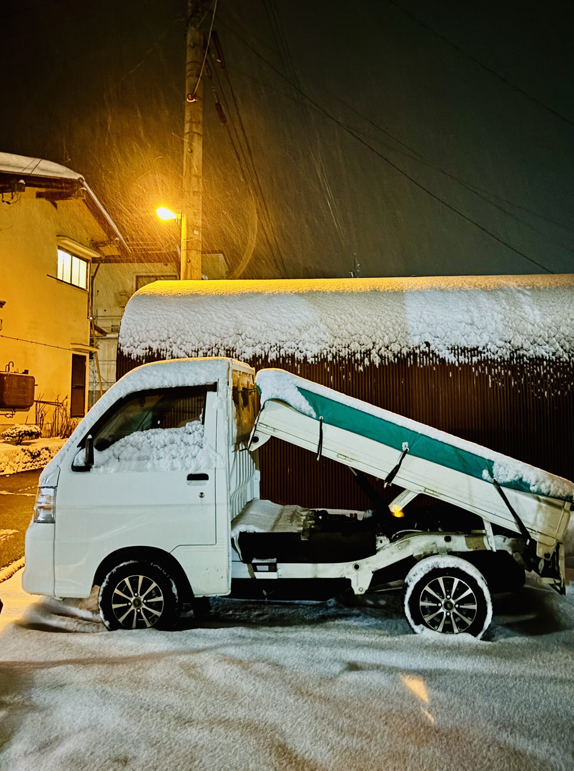 Lots of snow falling in Nozawa on the 1st of Feb 