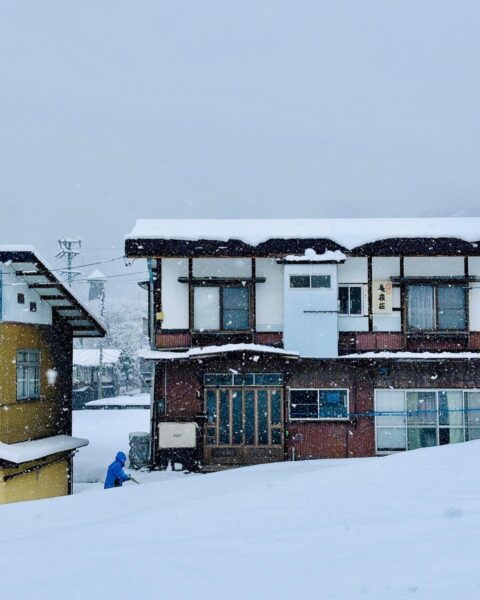 The village of Nozawa Onsen covered under a fresh snow