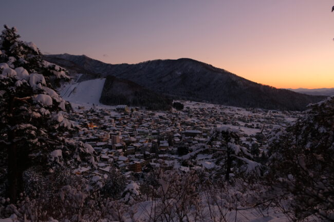 Beautiful surroundings near Nozawa Onsen village with many hikes going up to the mountain in the forest