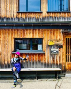Frequent visitor enjoying the good weather in the village of Nozawa Onsen