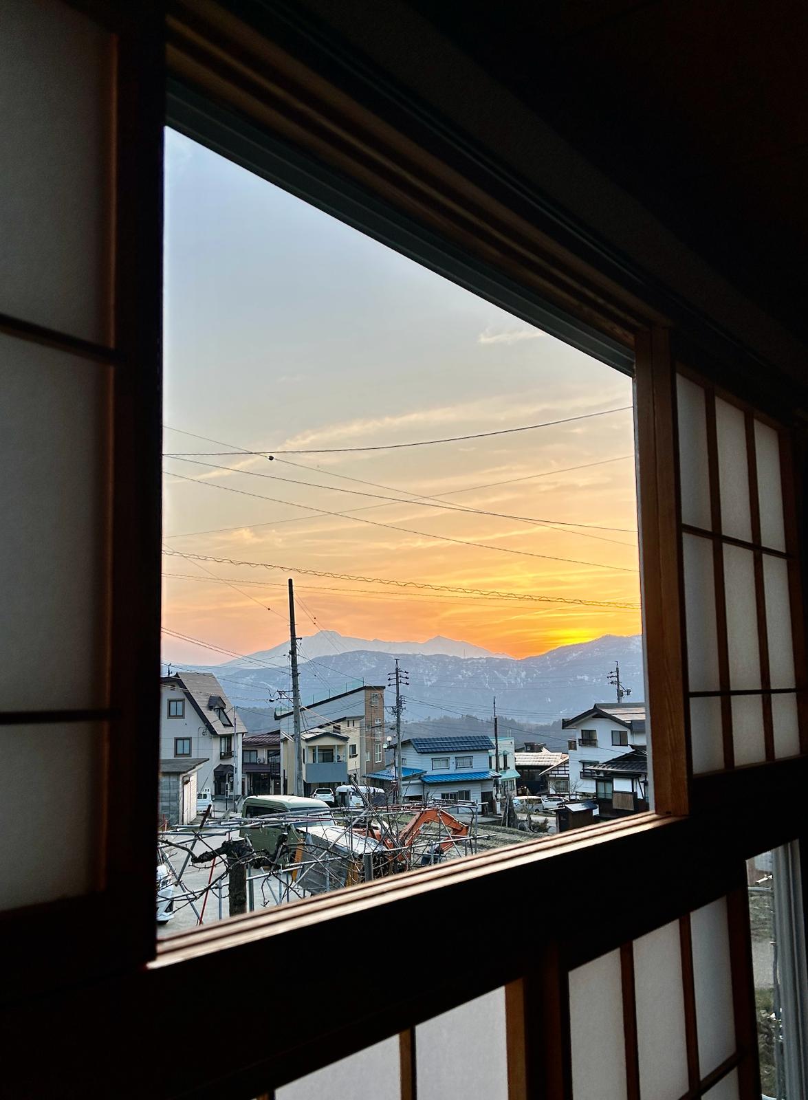 sunset in nozawa out of kaiya lodge 