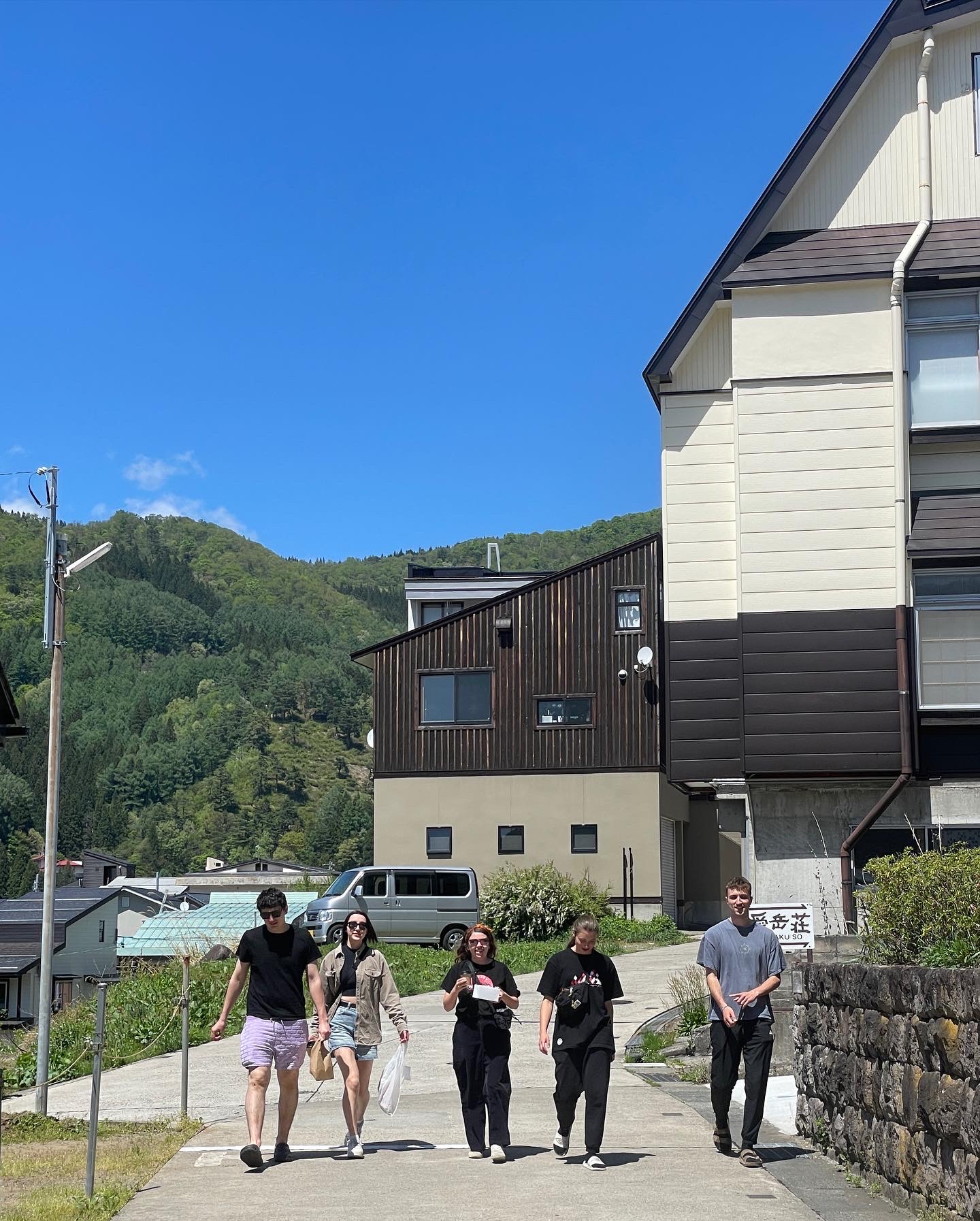 Nozawa Holidays staff soaking in some Spring sunshine 