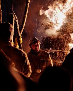 Locals taking part in the Dosojin Fire Festival 2024