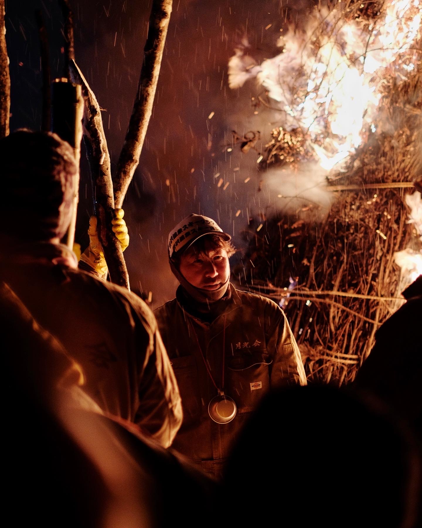 Locals taking part in the Dosojin Fire Festival 2024 