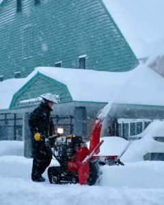 Locals maintaining the village