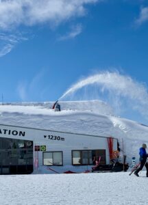 Blowing snow off the roof is a rare sight for sure